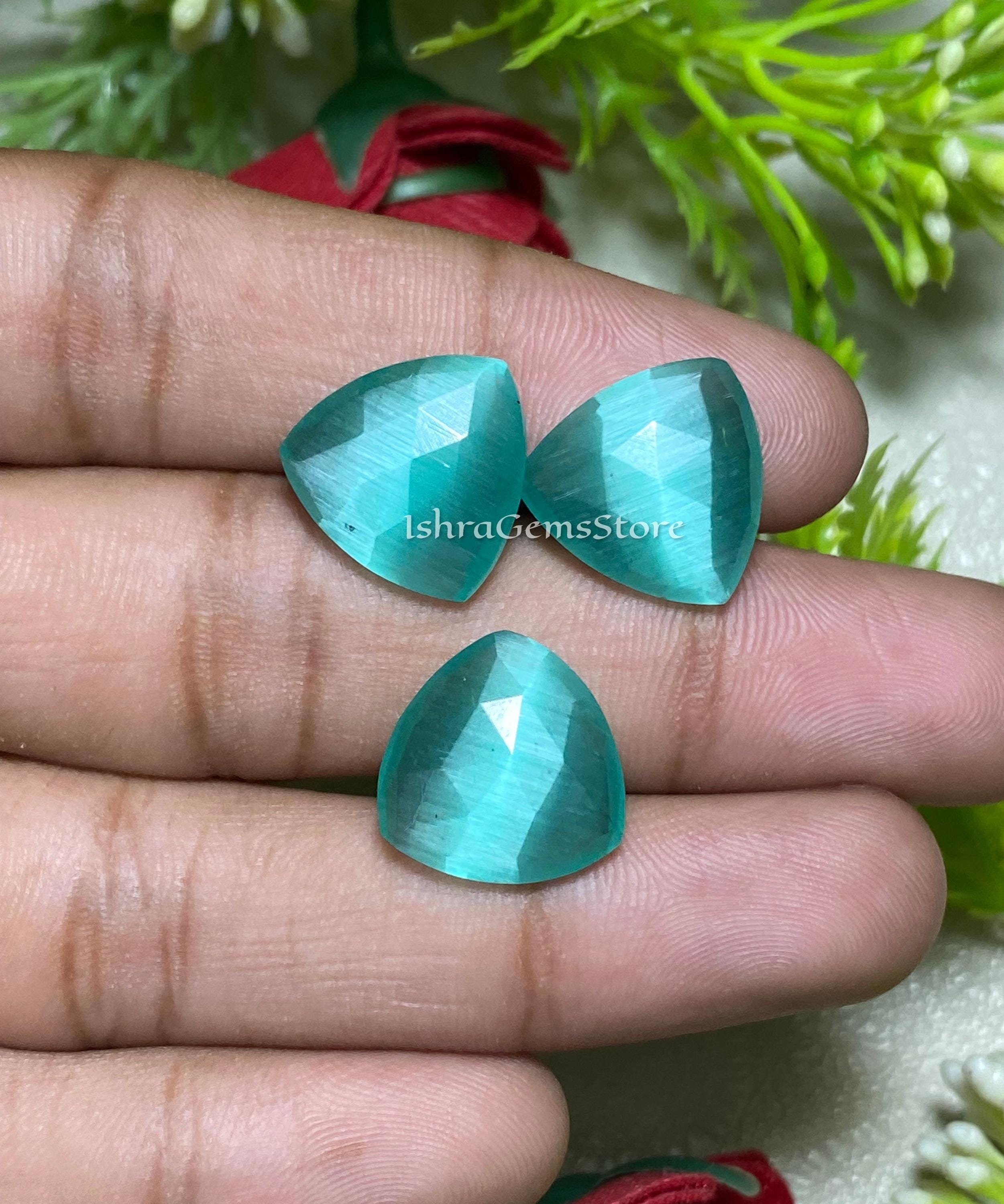 Perles Briolette En Amazonite Naturelle - Forme Trillion à Facettes - Taille 7 Mm - Lot De 134 Carats (environ 22g)