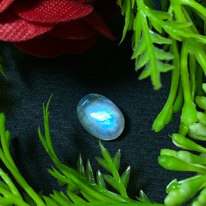 Fabulous ~ Unique Blue Fire White Rainbow Moonstone Oval Shape Cabochon - 8x11.50x5.50 MM. At Very Low Price Loose Gemstone For Jewelry.