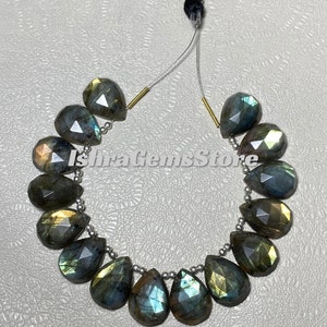 Mesmerizing Labradorite Pear-Shaped Bead Set - 15 Pieces, Rose Cut, Labradorite Gemstone Beads, Polished on Both Sides, Size 10x14-20x30 MM