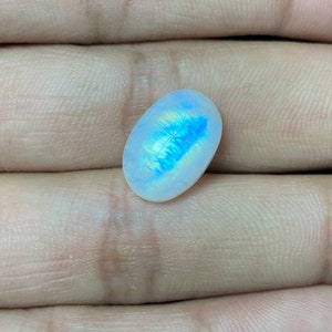 Attrayant Cabochon de pierre de lune arc-en-ciel blanc bleu feu, forme ovale polonaise lisse, taille de mélange, pierre précieuse en vrac, pierre de lune de qualité AAA pour bijoux. image 2