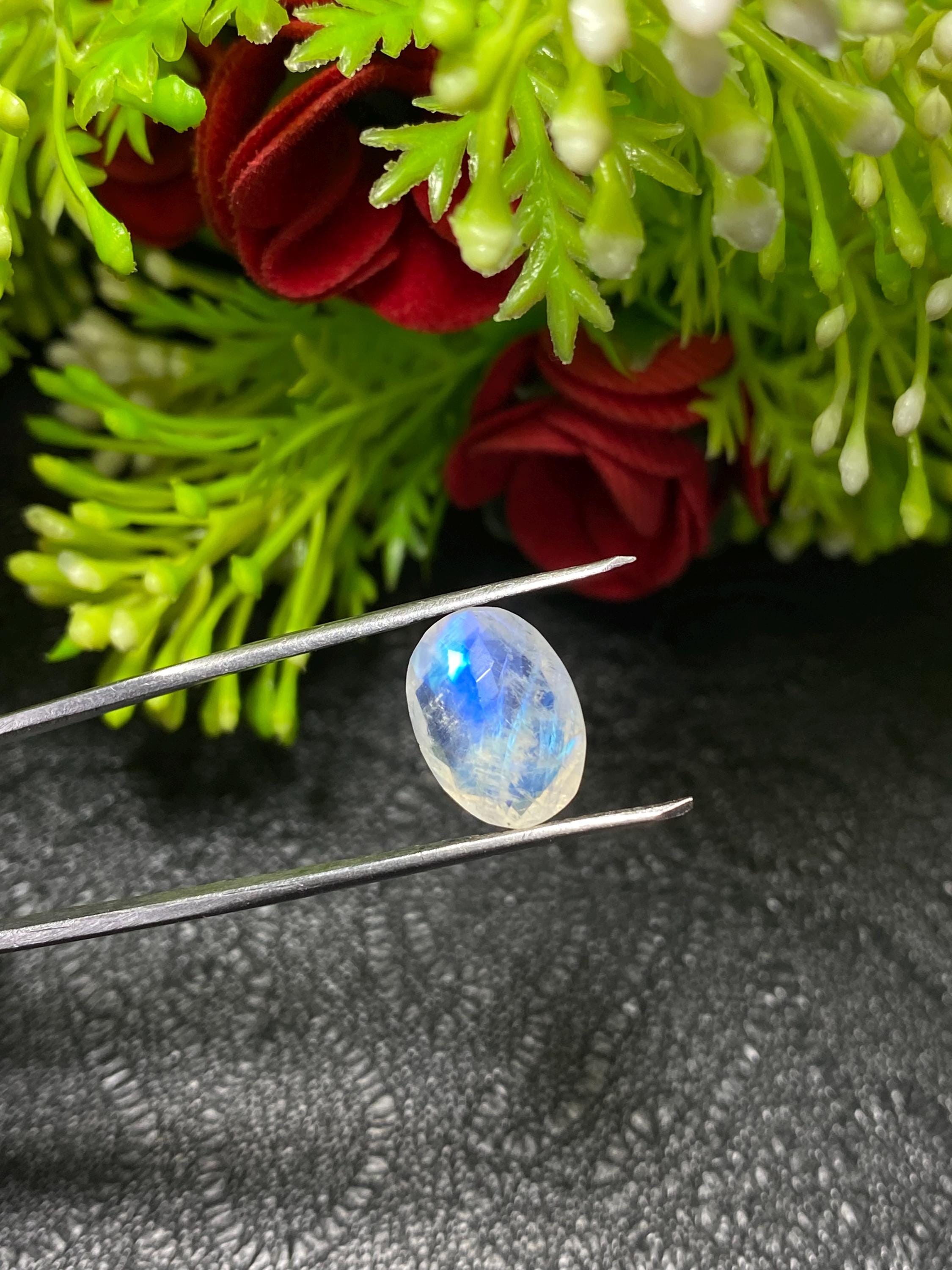 Cabochon Pierre De Lune Arc-en-ciel 10x15 Mm – Forme Ovale, Pour Bijoux, Fait Main