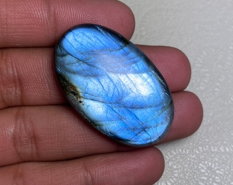 Cabochon de labradorite de feu bleu ciel 100 % naturel, forme ovale - 25 x 40 x 7 mm. Labradorite de qualité supérieure pour la fabrication de tous les bijoux.