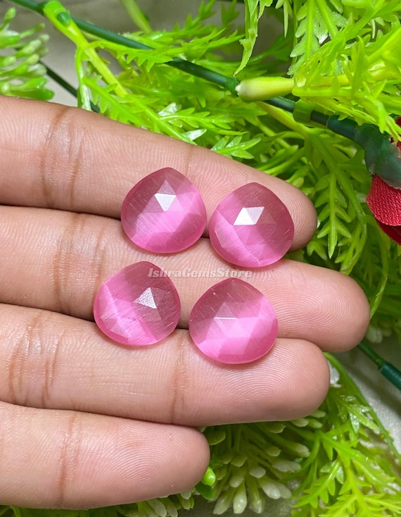 Pink Monalisa Stone Hearts, Rose Cut Gemstones (6-30MM) - Etsy
