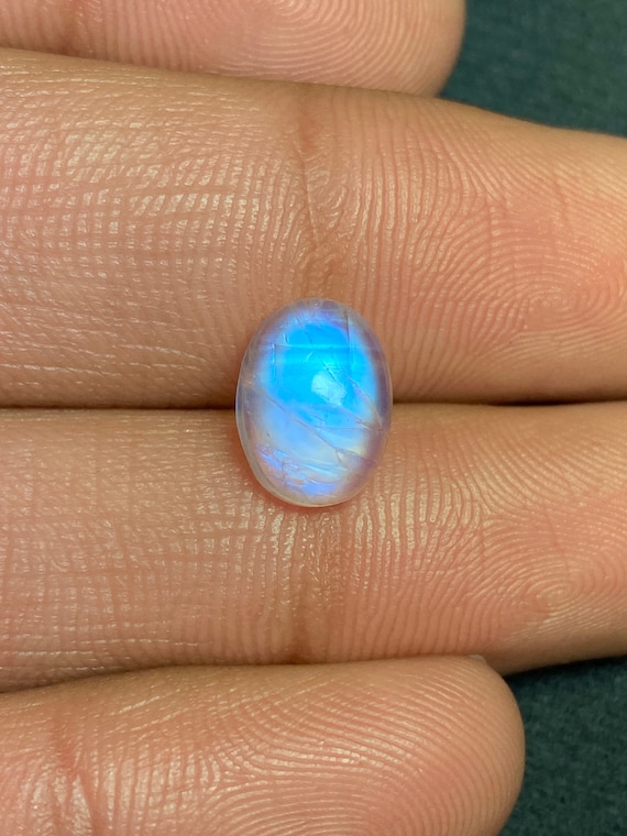 High Quality Clean Blue Fire Rainbow Moonstone Cabochon Loose Gemstone Semi Precious Stone Size 8x10.50x4 MM at Wholesale Price Moonstone Etsy