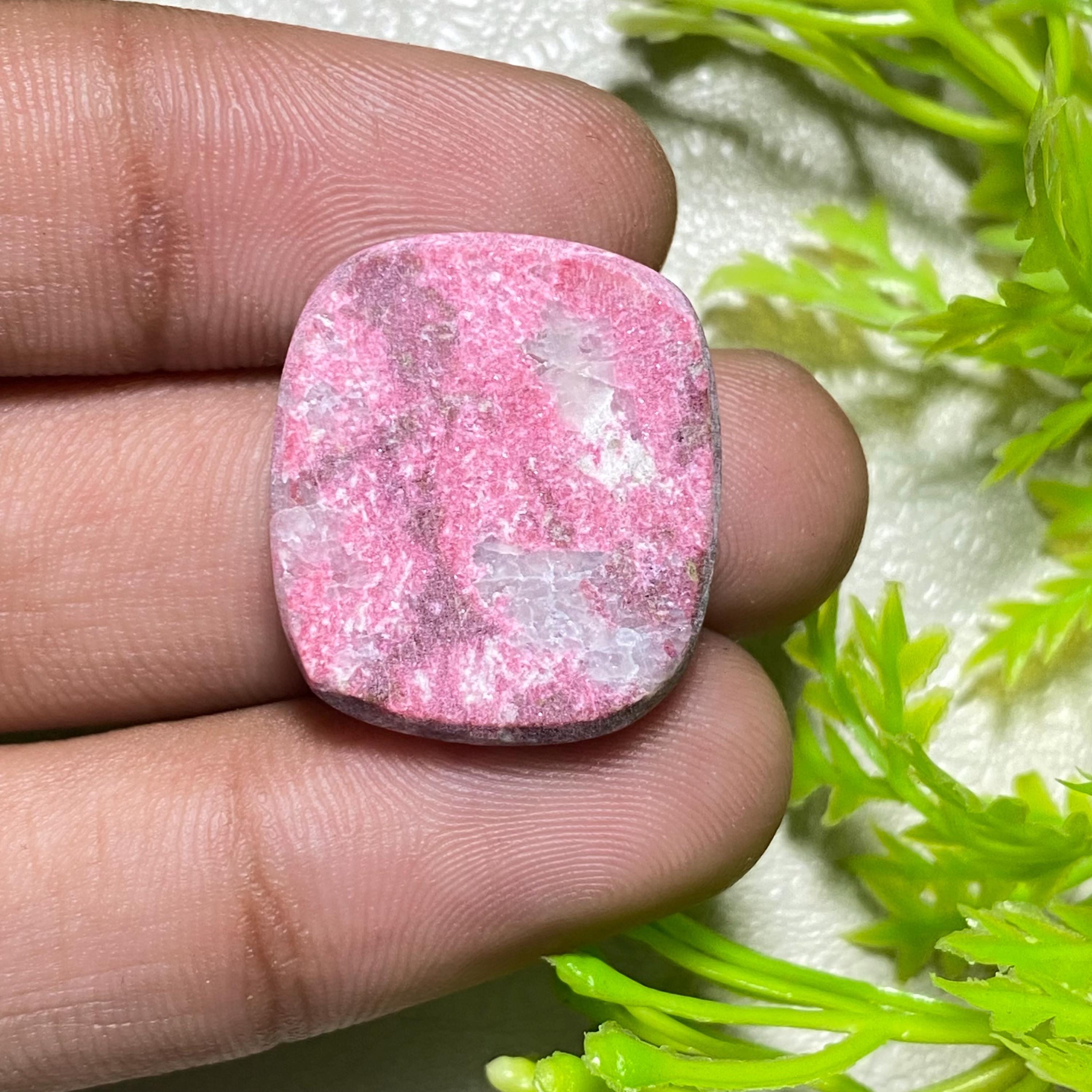 Rectangle Thulite Cabochon – Pink Gemstone for Wire Wrap Pendant