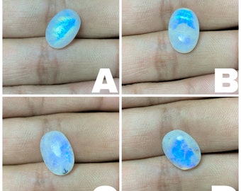 Attrayant - Cabochon de pierre de lune arc-en-ciel blanc bleu feu, forme ovale polonaise lisse, taille de mélange, pierre précieuse en vrac, pierre de lune de qualité AAA pour bijoux.