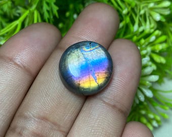 Spectrolite Labradorite Cabochon – Natural Polished Round Gemstone (18X18X7 MM)