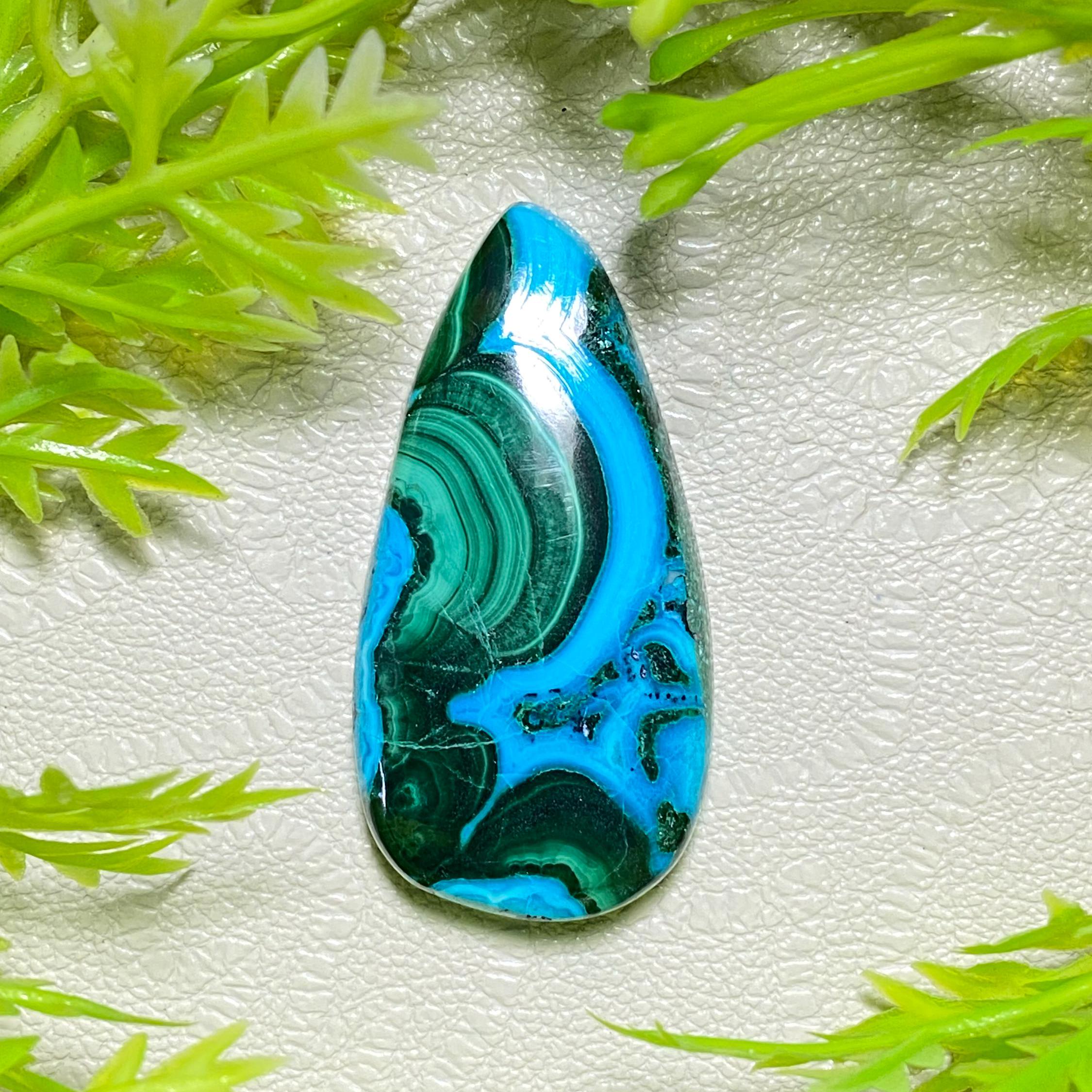 ペアマラカイトクリソコラカボション – ハンドメイドの宝石、41.30