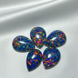 AAA Grade Opal Doublet Cabochon, Pear Flat Back for Silversmithing