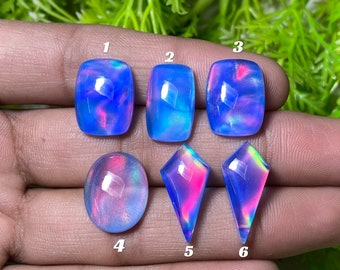 Beautiful Doublet Blue Aurora Opal Cabochon Hand Polish At Cheap Price Doublet Aurora Opal Loose Gemstone Best For Making All Jewelry.!!