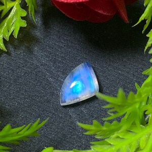 Cutest ! Gorgeous Blue Flashy White Rainbow Moonstone Cabochon Smooth Polish Loose Gemstone Size - 9.50x11.50x5 MM. Fancy Shape For Jewelry.