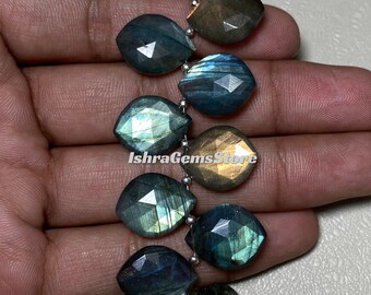 Attrayant - Multi Fire Labradorite 11 Pcs Perles Les Deux Côtés Rose Couper La Forme Fantaisie Au Prix De Gros Taille De La Pierre Précieuse - 14x18 - 22x26 MM. Pour elle.