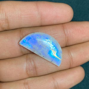 Best Multi Flashy White Rainbow Moonstone Cabochon Smooth Polish Stone Size - 15x31x6 MM Flat Back Fancy Shape For Making All Jewelry
