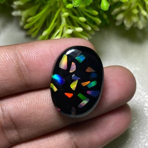Lab Grown Aurora Opal Doublet – Oval Cabochon Gemstone, Elite 