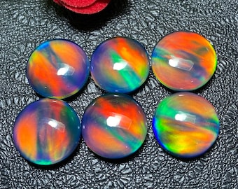 Round Aurora Opal Doublet Cabochon, Flat Back Gemstone (5-25 MM)