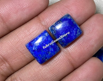 Amazing Lapis Lazuli Flat Back Cabochon Both Side Polish Square Shape Size - 8 - 20 MM Loose Gemstone Best For Making Jewelry