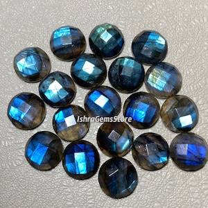 Blue Flash Labradorit rund Checker Cut Stein - Premium-Qualität für atemberaubenden Schmuck - 8 bis 30 MM Intense Blue Perfekt für die Schmuckherstellung
