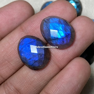 Top Grade Quality ~ Blue Flashy Labradorite One Side Checker Cut Oval Shape Stone For Jewelry Making Labradorite Gemstone - 8x10 - 15x20 MM