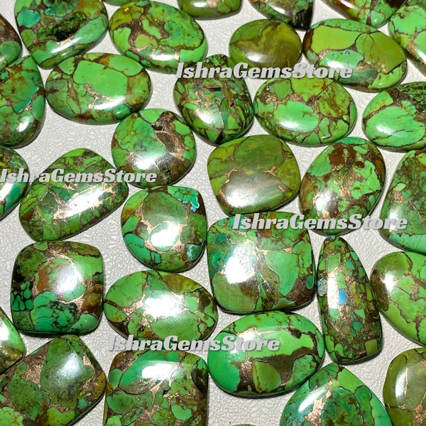 Fantastic ~ Green Copper Turquoise Cabochon Lot Hand Polish Loose Gemstone Lot Mix Size Mix Shape At Wholesale Price Lot For Jewelry.!!