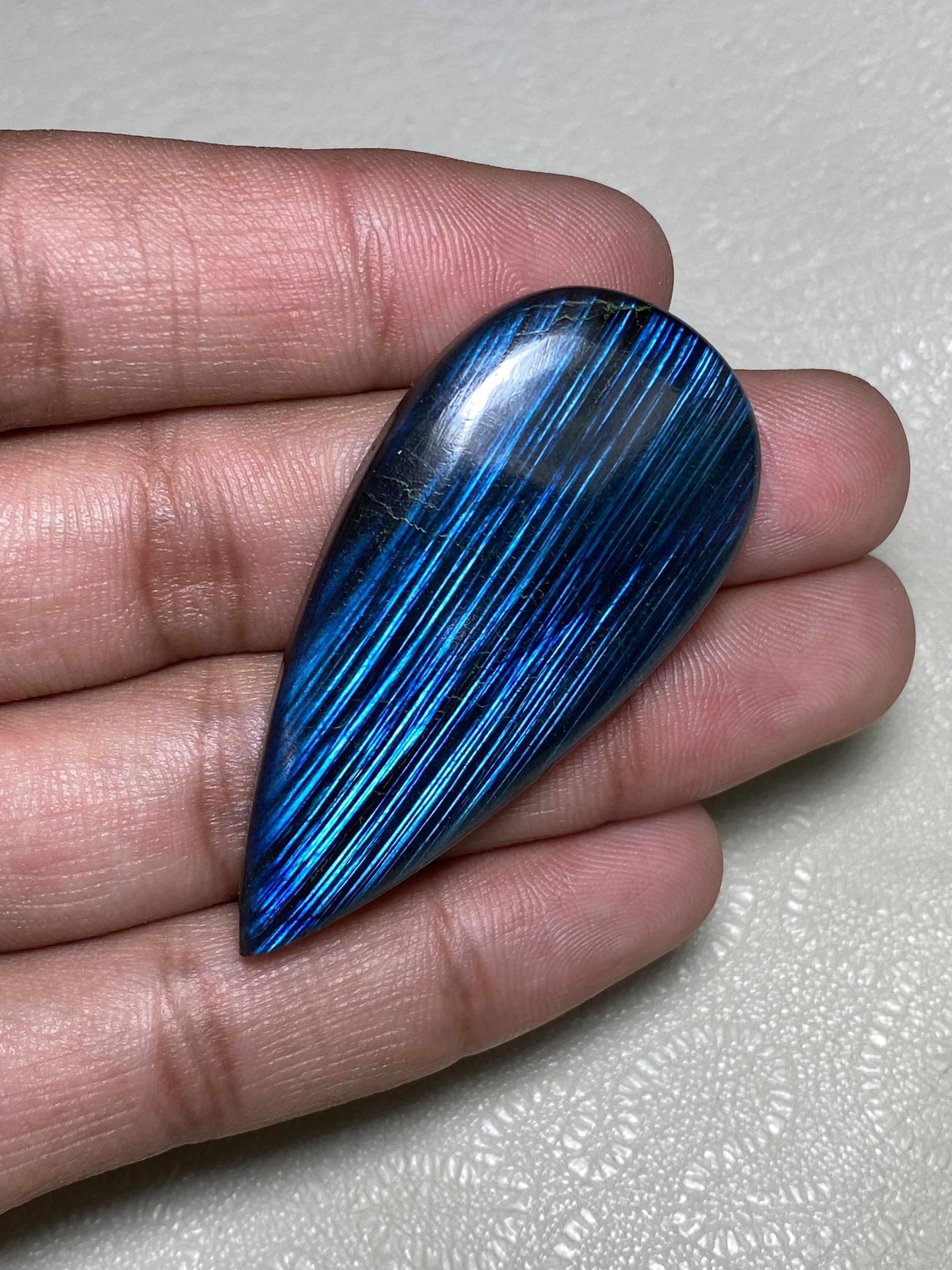 Classic Lining Blue Flash Labradorite Smooth Polish Cabochon Size 