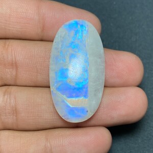 Wow ~ Multi Blue Fire White Rainbow Moonstone Oval Shape Cabochon Hand Polish Loose Gemstone - 20.50x38.50x7.50 MM. For Making All Jewelry..