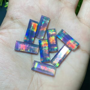 Ópalo de fuego Aurora: Doblete rectangular facetado, fabricación de joyas (8 x 20 a 12 x 35 mm)