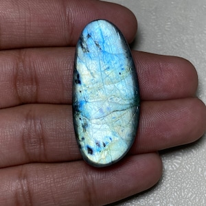 Top Grade Quality - Silver Fire Labradorite Cabochon Smooth Polish Loose Gemstone Size - 20x44.50x6.50 MM. Fancy Shape For Making Jewelry.!!