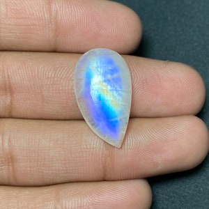 Out Standing - Multi Blue Fire Rainbow Moonstone Cabochon Both Side Polish Gemstone- 14.50x25.50x6.50 MM. Wonderful Fancy Shape For Jewelry.