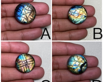 Top Grade Quality Carving Multi Mix Fire Labradorite Cabochon Both Side Polish Loose Gemstone Carving Stone Round Shape For Making Jewelry.