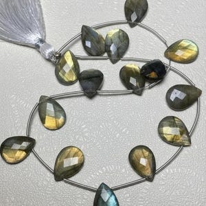 Labradorit Tropfen Perlen - 15 Stück, im Checker Cut 10 x 14 MM