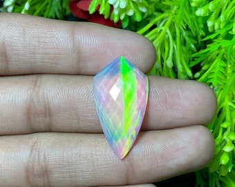 Wonderful ! Multi Fire Aurora Opal Gemstone One Side Checker Cut Fancy Shape Aurora Doublet Opal Loose Stone Size - 16.50x31x5.50 MM.!!
