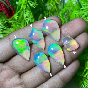 Rare Green Fire Aurora Opal Cabochon Smooth Polish At Cheap Price Doublet Aurora Opal Loose Gemstone For Making All Jewelry.!!