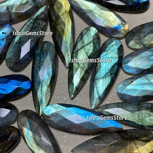 12x25 - 13x40 MM - Attractive Labradorite Both Side Checker Cut Briolette Pear Shape Stone Multi Flashy Labradorite Gemstone For Jewelry