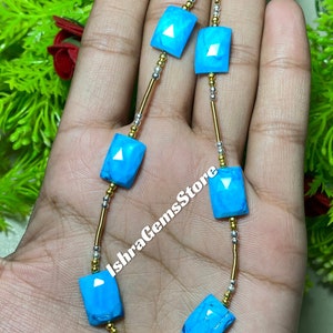 Terrific - Blue Turquoise Size - 6x8 - 20x30 MM. One Side Rose Cut 6 Pcs Beads At Wholesale Price Rectangle Shape Wonderful Gemstone.!!
