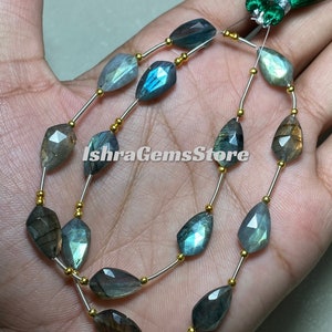 Designer 15 PCS Beads - Multi Fire Labradorite Both Side Rose Cut Hand Made Polish Wonderful Gemstone Kite Shape Size - 8x16 To 10x30 MM.!!