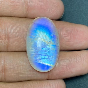 Attractive Blue Fire White Rainbow Moonstone Oval Shape Cabochon Size - 17.50x29.50x7.50 MM At Very Low Price Loose Gemstone For Jewelry