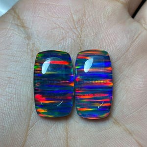 Doublet Opal Cabochon: Rectangle Gilson Opal for Jewelry Making