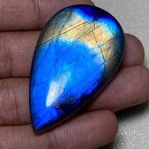 Best Quality Blue Flashy Labradorite Smooth Cabochon Gemstone Both Side polish  Size- 30x51x9 MM Pear Shape For Making Wire Wrap Jewelry