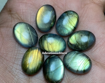 Beautiful Multi Fire Labradorite Both Side Polish Cabochon Flat Back Oval Shape Loose Gemstone For Making Jewelry Size - 8x10 - 20x30 MM.