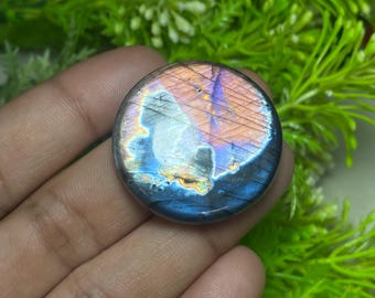 Spectrolite Labradorite Cabochon – Round Polished Gemstone (35x7.50 MM)