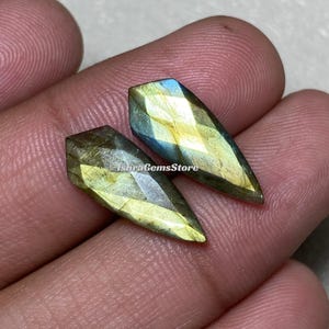 Premium Multi Labradorite Kite Shape Gemstone Lot - High-Quality Faceted Sparkling Checker Cut Labradorite Pair Gemstones 8x15 to 10x30MM