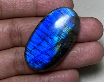 Ultimate - Dark Blue Flashy Labradorite Cabochon Both Side Polish Oval Shape. 24.50x42.50x7.50 MM. At Low Price Loose Gemstone For Jewelry.!