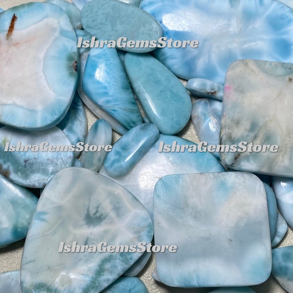 Beautiful ~ Larimar Lot Mix Size Mix Shape Cabochon Smooth Polish Loose Gemstone At Reasonable & Wholesale Price Larimar Lot For Jewelry.