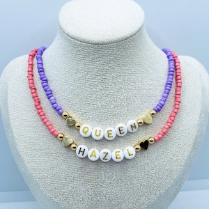 Colar de miçangas para crianças, colar com nome personalizado para crianças, colar multicolorido para crianças, presente de aniversário para meninas, joias para crianças, presentes para crianças