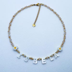 Personalized Necklace, Multicolor Beaded Custom Name Necklace with Mother of Pearl Letters, Little Girl Necklace, Gift for Girls