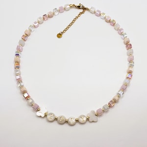 Colar infantil com nome personalizado, colar com letra de madrepérola, presente de aniversário infantil, presente para criança pequena, colar infantil com pulseira
