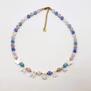 Colar infantil com nome personalizado, colar com letra de madrepérola, presente de aniversário infantil, presente para criança pequena, colar infantil