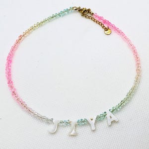 Custom Name Triangle crystal colorful Name Necklace, Name Necklace ,Letter Necklace, Custom Name Necklace,kids  Necklace, Kids Birthday Gift