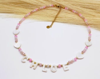 Custom toddler necklace, Name Necklace, Mother of Pearl Letter Name Necklace, gift for little girls, necklace for kids ,kids jewelry ,