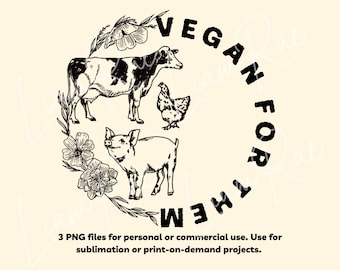Vegan for Them PNG set, Retro Font, Aesthetic Hoodie, Best Sublimation Downloads, Vegan Sublimation Designs